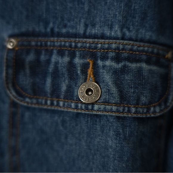 Vintage 90s LA Blues Hooded Denim Jacket Women’s 16/18 Y2K Zip Up - Picture 4 of 12